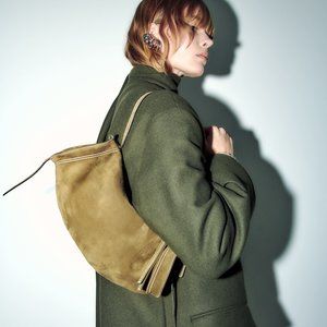 ZARA OLIVE GREEN SUEDE DUFFEL BAG NWT